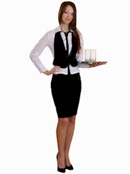 Костюм женский официанта: блуза Б-16-1, жилет Ж-26, юбка Ю-9