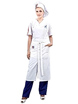 Костюм повара женский: блуза БП-2-10, брюки БРЖ-1-1, фартук Ф-30-4-2