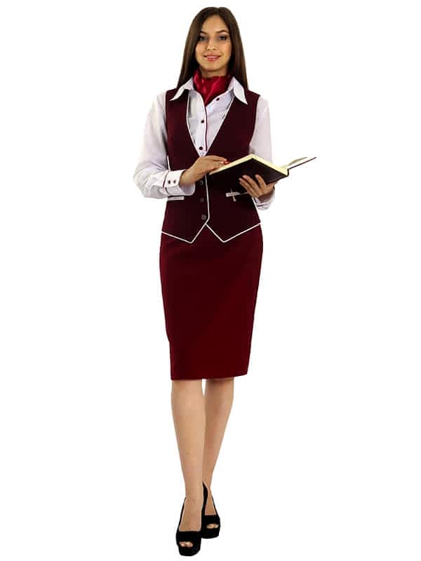 Костюм женский администратора: жилет на подкладе Ж-8-3, юбка Ю-9, блуза Б-16-7