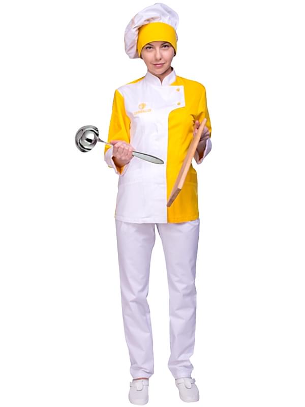Костюм женский шеф-повара: блуза БП-6-8, брюки БРЖ-1-1, колпак ГУ-23-1