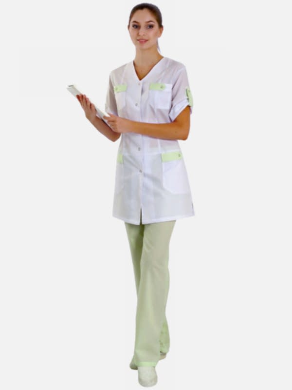 Костюм женский медсестры: халат укороченный ХЖУ-15-4, брюки БРЖ-1-1