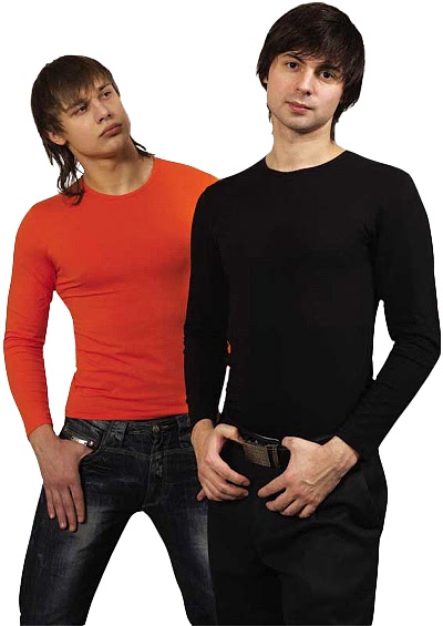 Стрейчевые футболки мужские, круглый ворот, длинный рукав